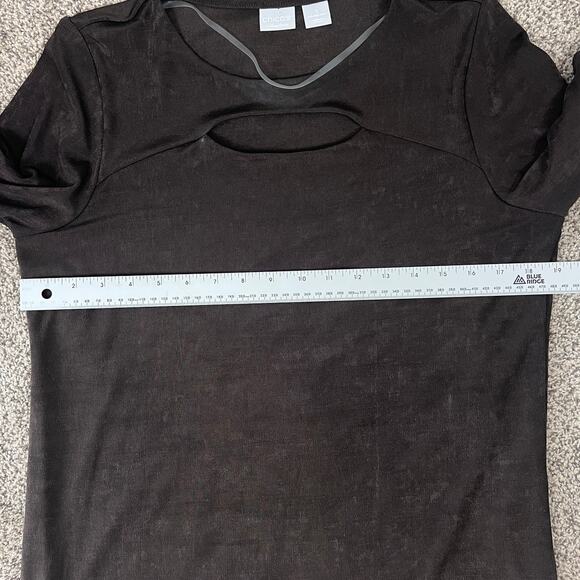 Chico's Womens M Travelers Minimalist Staple Career‎ Coastal Keyhole Neck Tunic - Picture 10 of 12